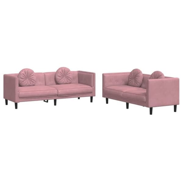 Maison Exclusive - Sæt af 2 sofaer med puder i lyserødt velour