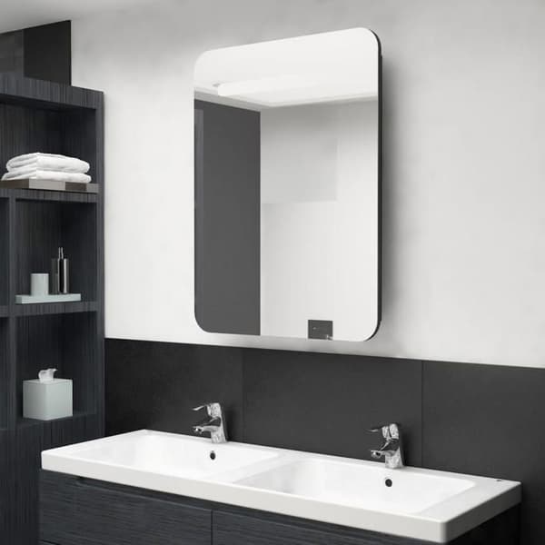 Maison Exclusive - Badeværelsesskab med LED-spejl sort 60x11x80 cm
