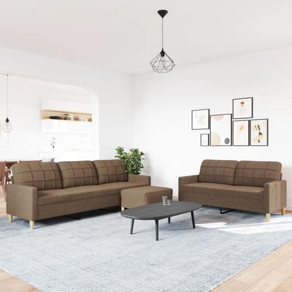 Maison Exclusive - 3 kpl:n sohvasetti ruskealla kangaspuffilla