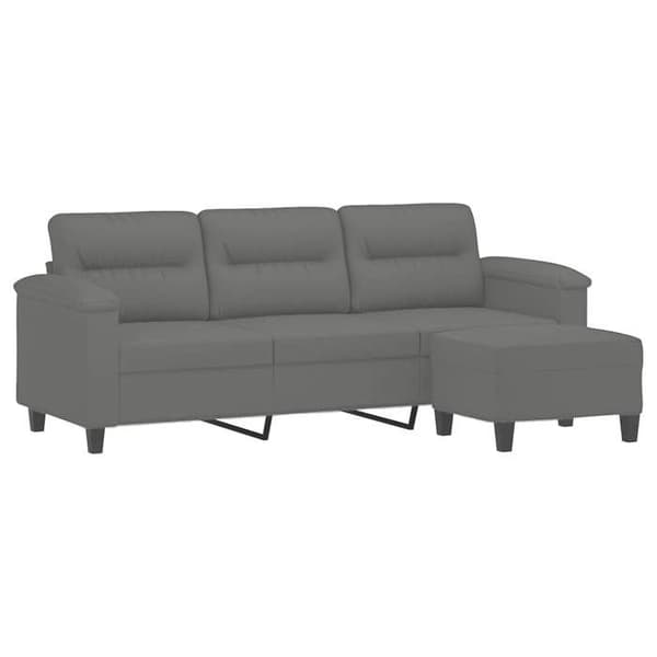 Maison Exclusive - 3-sits soffa med fotpall Mörkgrå 180 cm Mikrofiber Mörkgrå