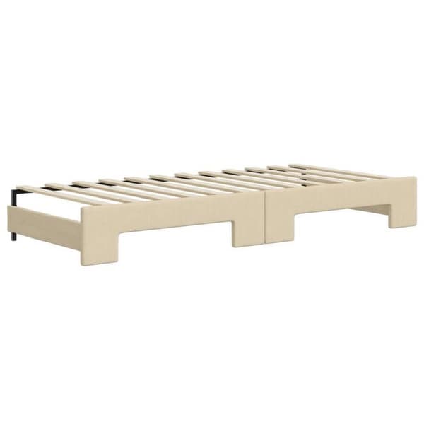 Maison Exclusive - Senge med udtræk og creme madras 80x200 cm stof