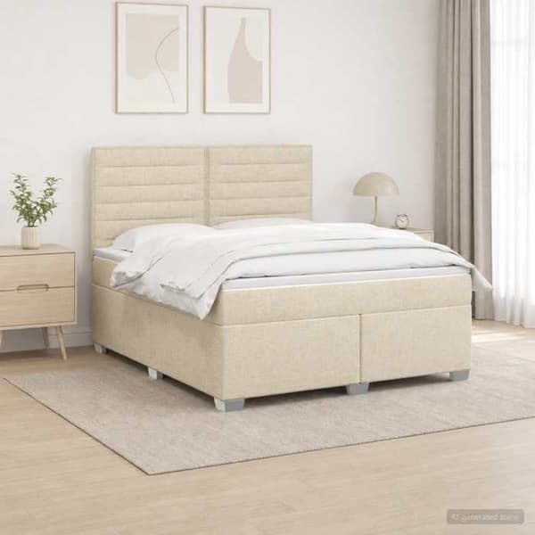 Maison Exclusive - Boxspring seng med madras Creme 140 x 190 cm Stof