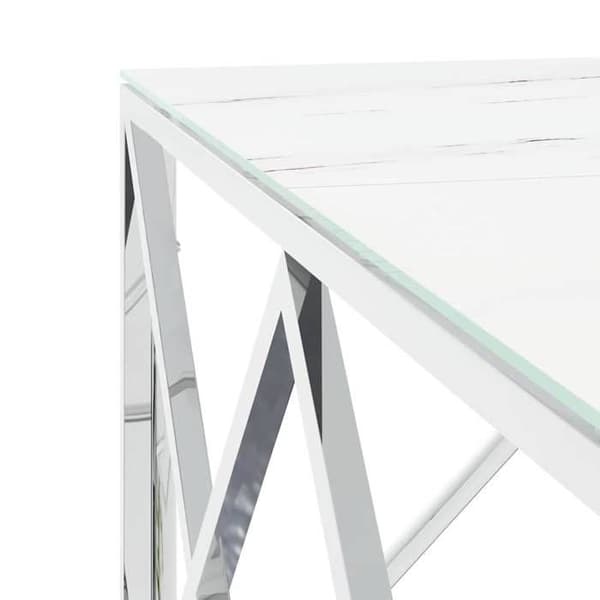 Maison Exclusive - Silverfärgad soffbord 80x80x40 cm i rostfritt stål och glas Silver