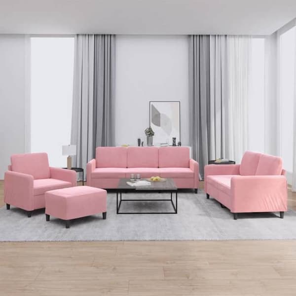 Maison Exclusive - 4-delars soffgrupp i rosa sammet