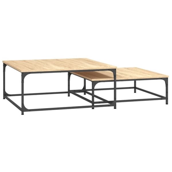 Sammenklappelige lav borde - MAISON EXCLUSIVE - 2 dele - Sonoma eg - Ingeniørtræ - Stabelbare