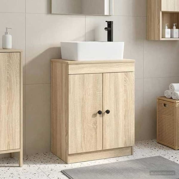 Maison Exclusive - Badeværelsesmøbel med vask Eg Sonoma 54 x 35 x 83 cm