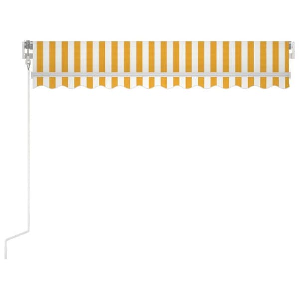 Exklusivt hus - Automatisk markis med vindsensor och LED 300x250cm Gul/vit gul/vit