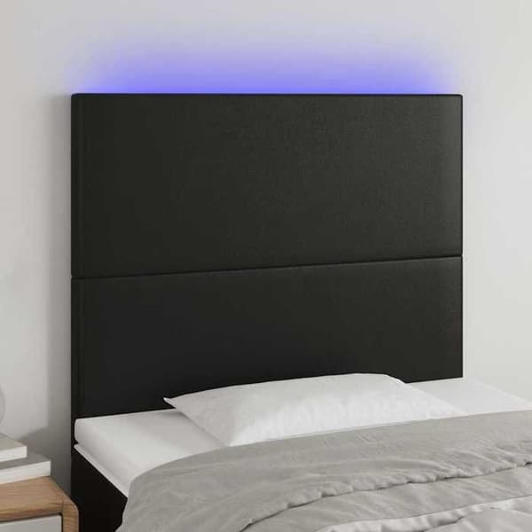 Maison Exclusive - LED Hovedgærde Sort 90x5x118/128 cm Simili-læder