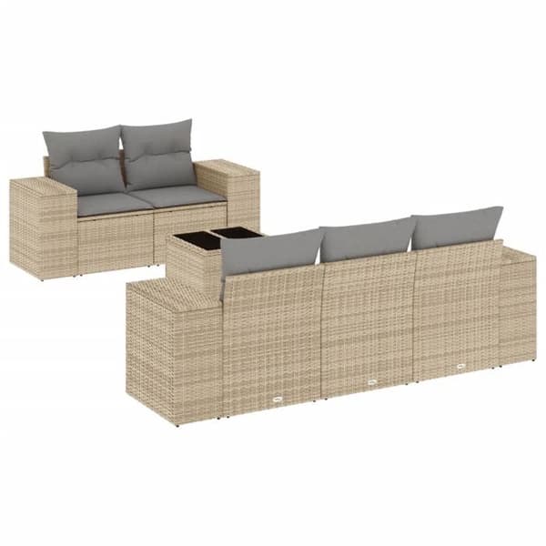 Maison Exclusive - Trädgårdsmöbler med kuddar 6 delar beige flätad resin