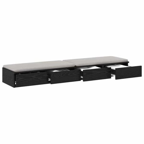 Sengekufferter - EKSKLUSIV HUS - 150 x 36,5 x 16,5 cm - Sort eg - Spånplader - Push-to-open skuffer svart ek