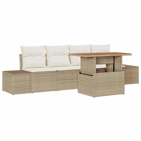 Havemøbel sæt - MAISON EXCLUSIVE - 5 dele - Beige - Poly rattan - Indbygget opbevaring beige