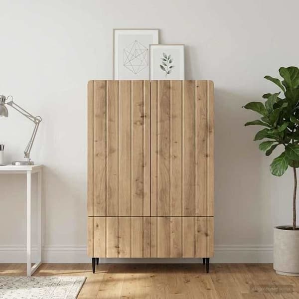 Maison Exclusive - Buffet i egetræ, håndlavet 66 x 34,5 x 97 cm, ingeniørtræ