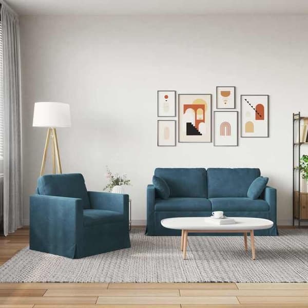 Maison Exclusive - Set med 2 soffor i blått sammet
