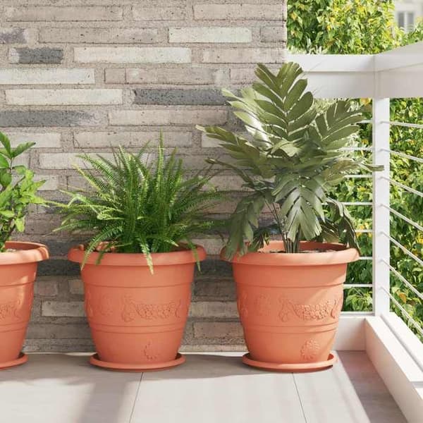 Maison Exclusive - Blomkrukor 6 st Röd tegel Ø 39 x 32 cm Plast