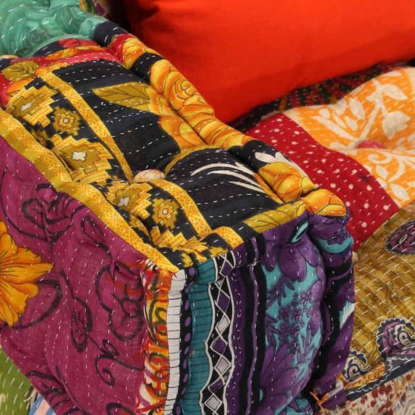 Maison Exclusive - 2-paikkainen moduulipuffi, patchwork-kangas Flerfärgad