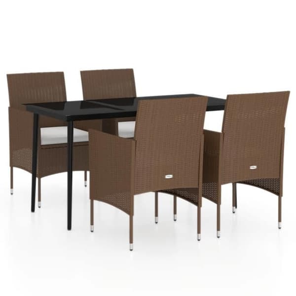 Maison Exclusive - Have spisebord sæt med puder 5 stk Brun/sort