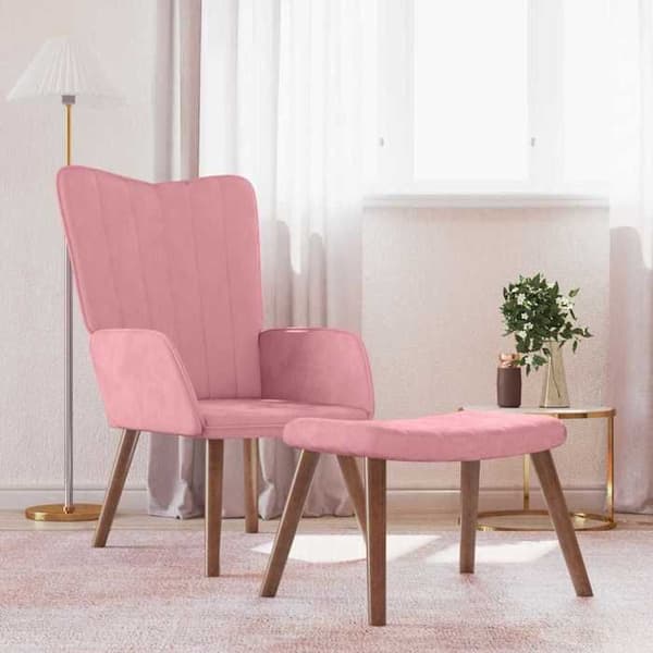 Maison Exclusive - Avkopplingsstol med fotstöd Rosa Sammet Ros