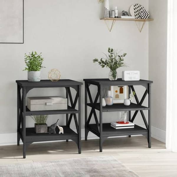 Maison Exclusive - 2 stk. Sort sideborde 40x42x50 cm Ingeniørtræ Svart