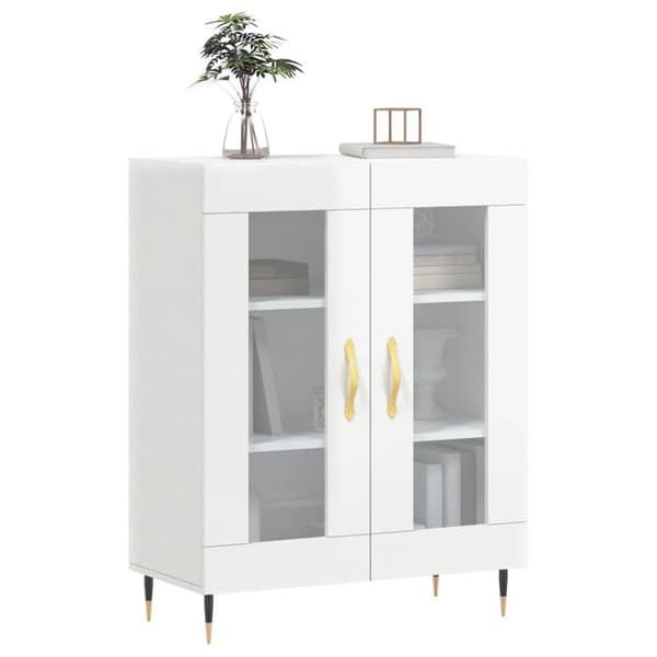 Maison Exclusive - Buffé Vit glänsande 69,5x34x90 cm Ingenjörsträ