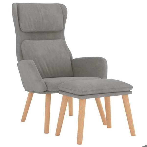Maison Exclusive - Afslapningsstol med skammel Lys grå Velour