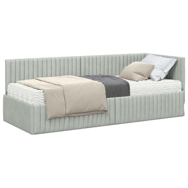 Maison Exclusive - Kulmasänky 2 osaa vaaleanharmaa 80 x 200 cm Ljusgrått