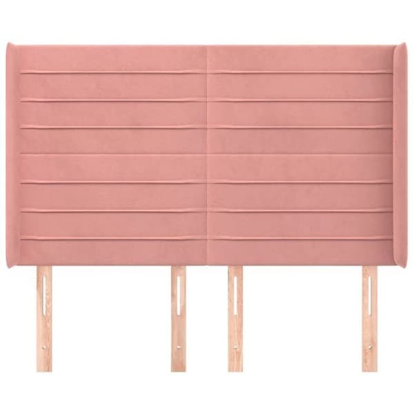 Maison Exclusive - Päätylevy korvilla Vaaleanpunainen 147x16x118/128 cm Sametti rosa