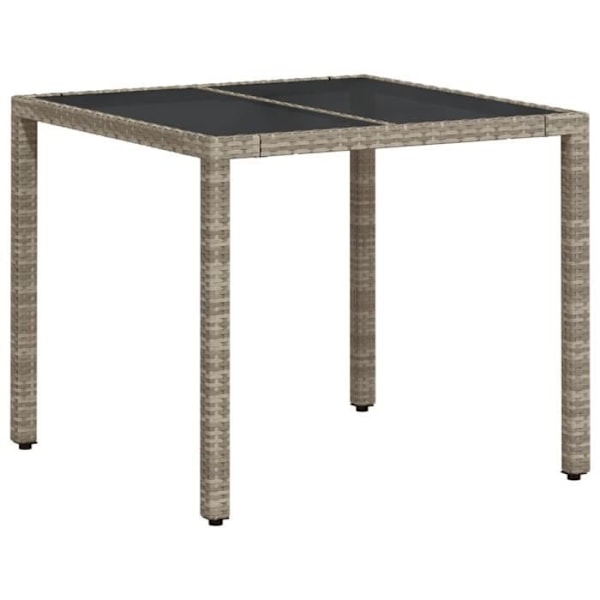 Puutarhapöytä kudottua hartsia vaaleanharmaalla lasitasolla - Harmaa - Neliö - 90x90x75 cm Grå