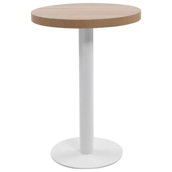 Bistrobord - EKSKLUSIV HUS - Model 60 cm - Lys brun - MDF bordplade med træstruktur - Stålben