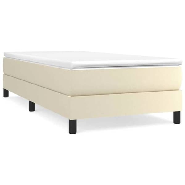 Maison Exclusive - Sengebund med cremefarvede lameller 90x190 cm i kunstlæder