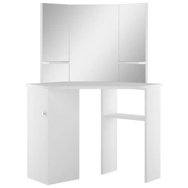 Hjørnespejl - EKSKLUSIVT HUS - Moderne model - Hvid - MDF - 3-panelers spejl Vit