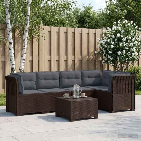 Maison Exclusive - Have Sofa 5 Pladser med Puder i Rattan Look PP Brun
