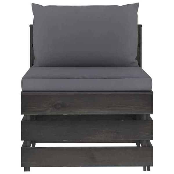 Maison Exclusive - Central sektionell soffa med kuddar, trä impregnerat i grått