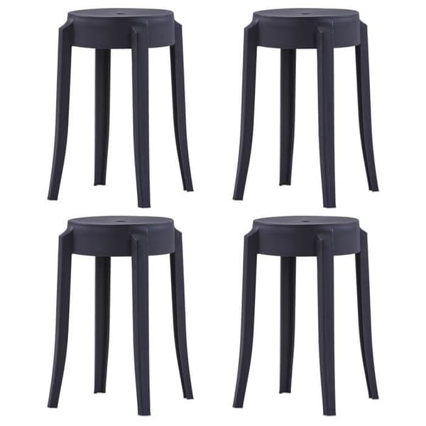 Maison Exclusive - Stapelbara barstolar set om 4 svart plast Svart