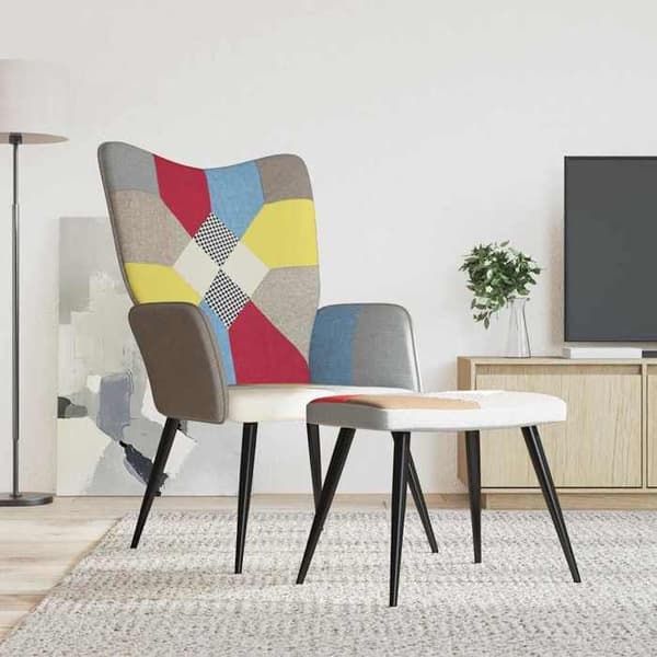 Fåtöljer & Relaxfåtöljer - MAISON EXCLUSIVE - Patchwork - Flerfärgad patchwork - 100% polyester tyg - Med fotstöd Färgglad lapptäckestextil