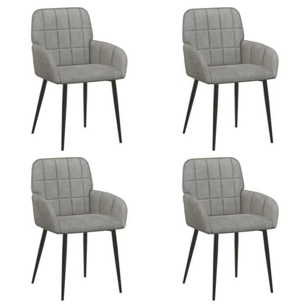 Maison Exclusive - Matstolar 4 st Ljusgrå Sammet
