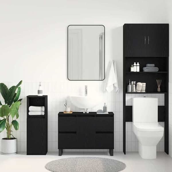 Maison Exclusive - Badeværelsesskab Sort eg 80 x 33 x 60 cm svart ek