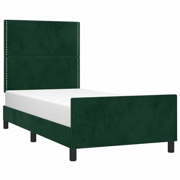 Maison Exclusive - Sängram utan madrass mörkgrön 90x190 cm sammet