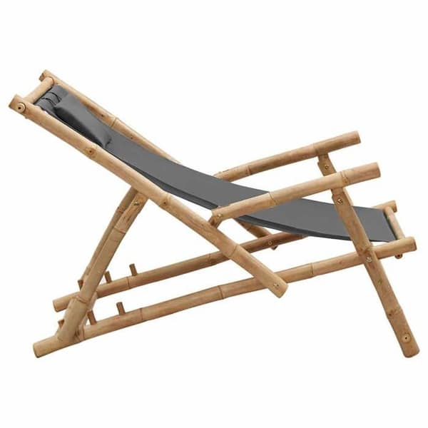Maison Exclusive - Terrassstol i bambu och mörkgrå duk Mörkgrå
