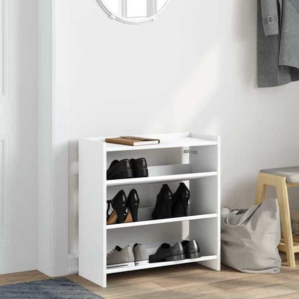 Skohylla - EXKLUSIV HEM - 60x25x62 cm - Vit - Ingenjörsträ - Väggmontering Vit