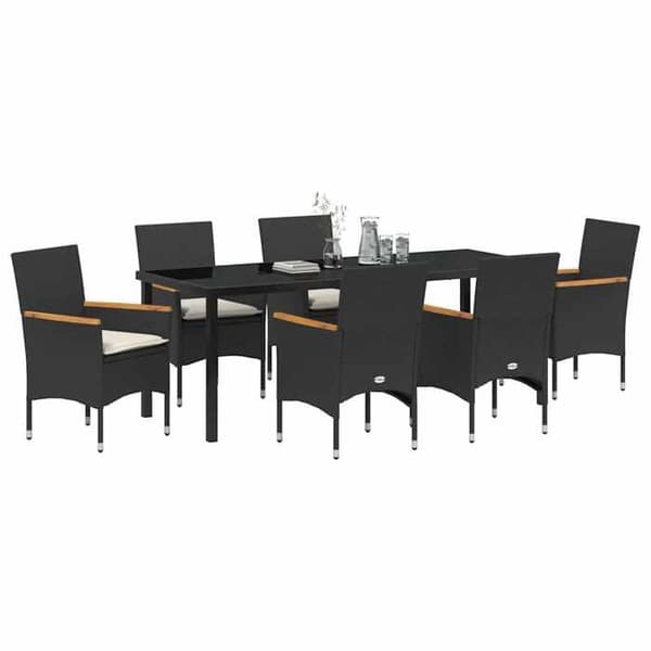 Maison Exclusive - 7 pc have spisebordssæt i sort polyrotin Svart
