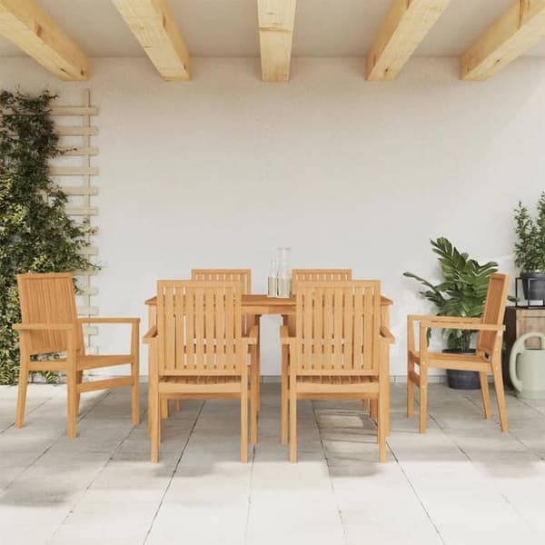 Maison Exclusive - 7 osan puutarhapöytäryhmä kestävästä teak-puusta