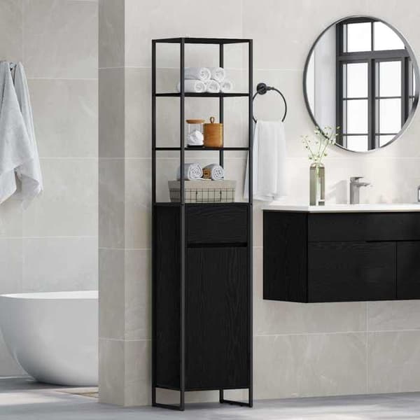 Maison Exclusive - Badeværelsesskab Sort eg 40 x 30 x 180 cm