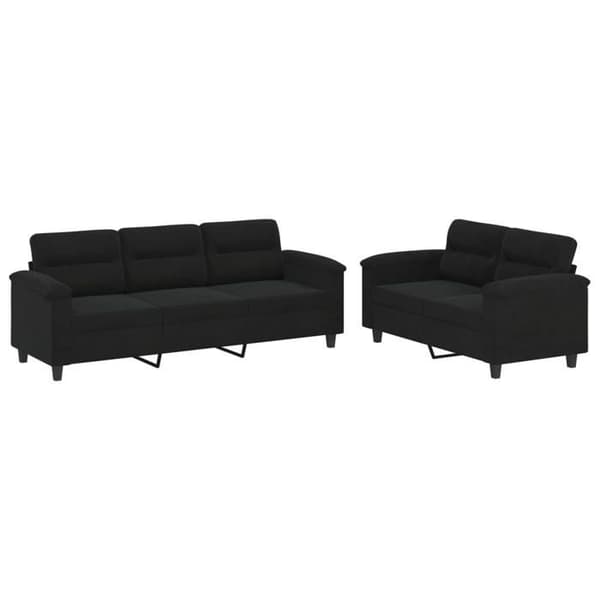 Maison Exclusive - 2-delars soffgrupp med svarta mikrofiberkuddar