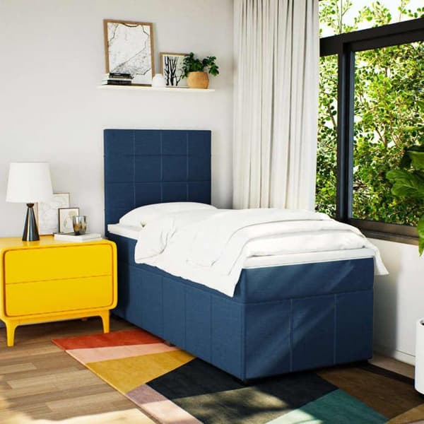 Maison Exclusive - Sengestel med springmadras Blå 90x200 cm Stof