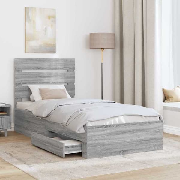 Maison Exclusive - Sängram Grå Sonoma 100 x 200 cm Ingenjörsträ