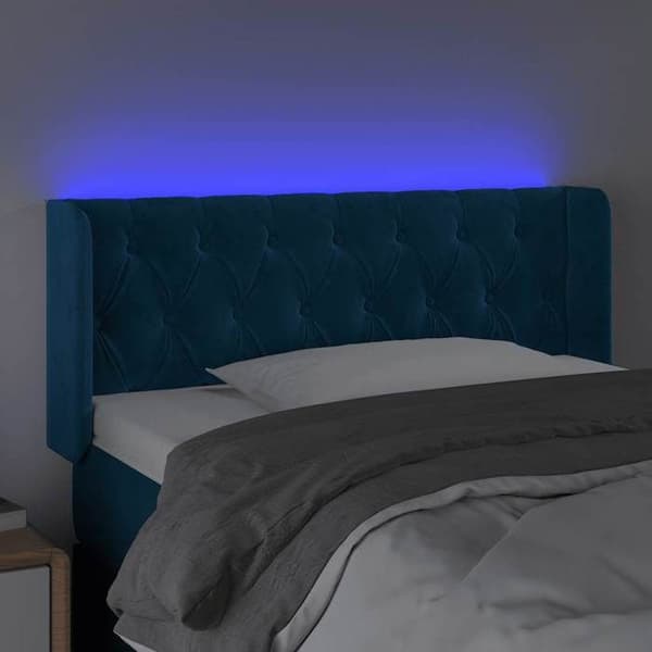 Maison Exclusive - Sänggavel med LED Blå mörk 103x16x78/88 cm Sammet Mörkblå