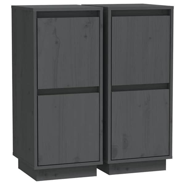 Maison Exclusive - Bufféer 2 st Grå 31,5x34x75 cm Massivt furu Grå