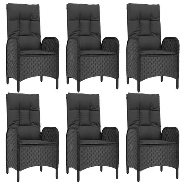 Maison Exclusive - Trädgårds matsalsset med kuddar 7 delar Svart flätad resin