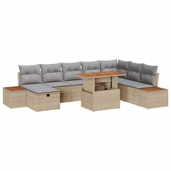 Maison Exclusive - 9-delt havemøbel sæt i beige polyrotin beige