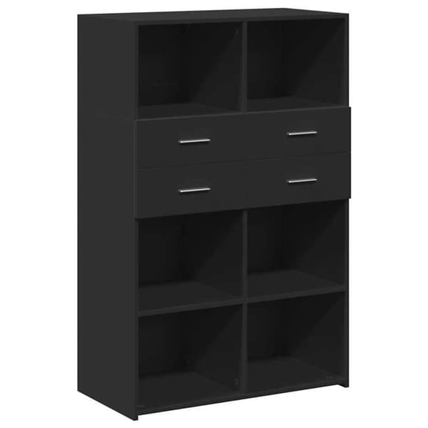 Maison Exclusive - Svart hög buffé 80x42,5x124 cm ingenjörsträ